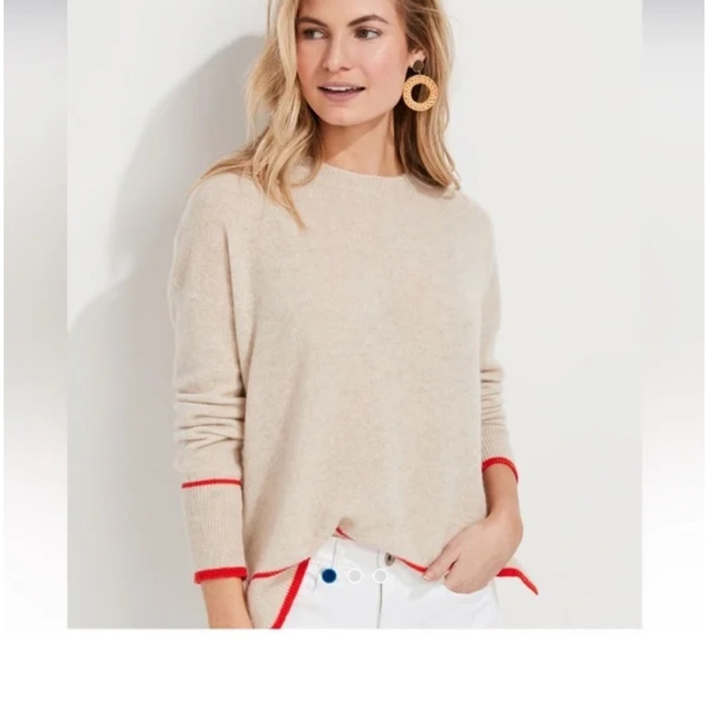 Vineyard Vines Tipped Loft Cashmere Crewneck Sweater - XS